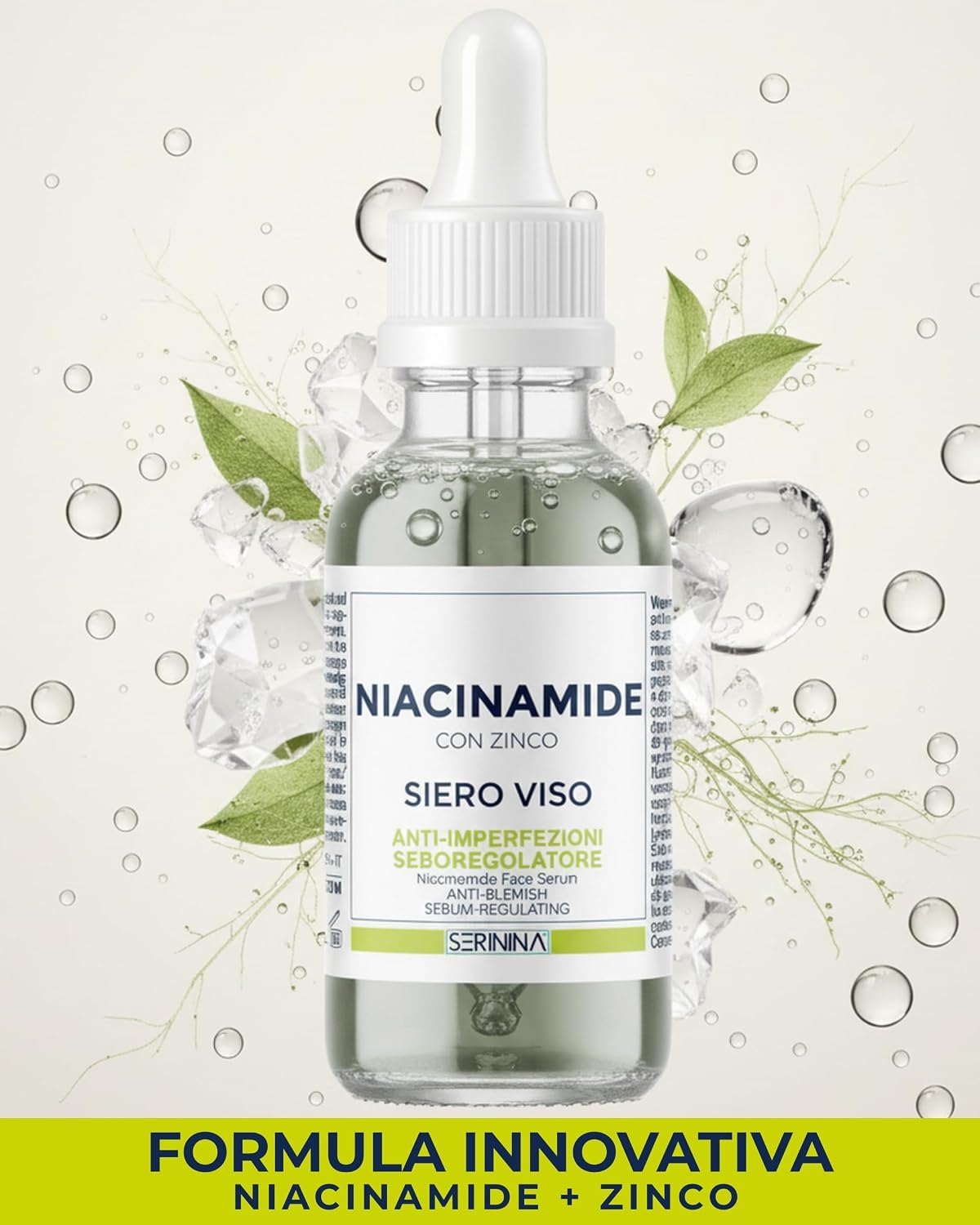 Detalle de SERININA Siero Viso Niacinamide e Zinco | Glass Skin Ritual – Made in Italy, 30ml
