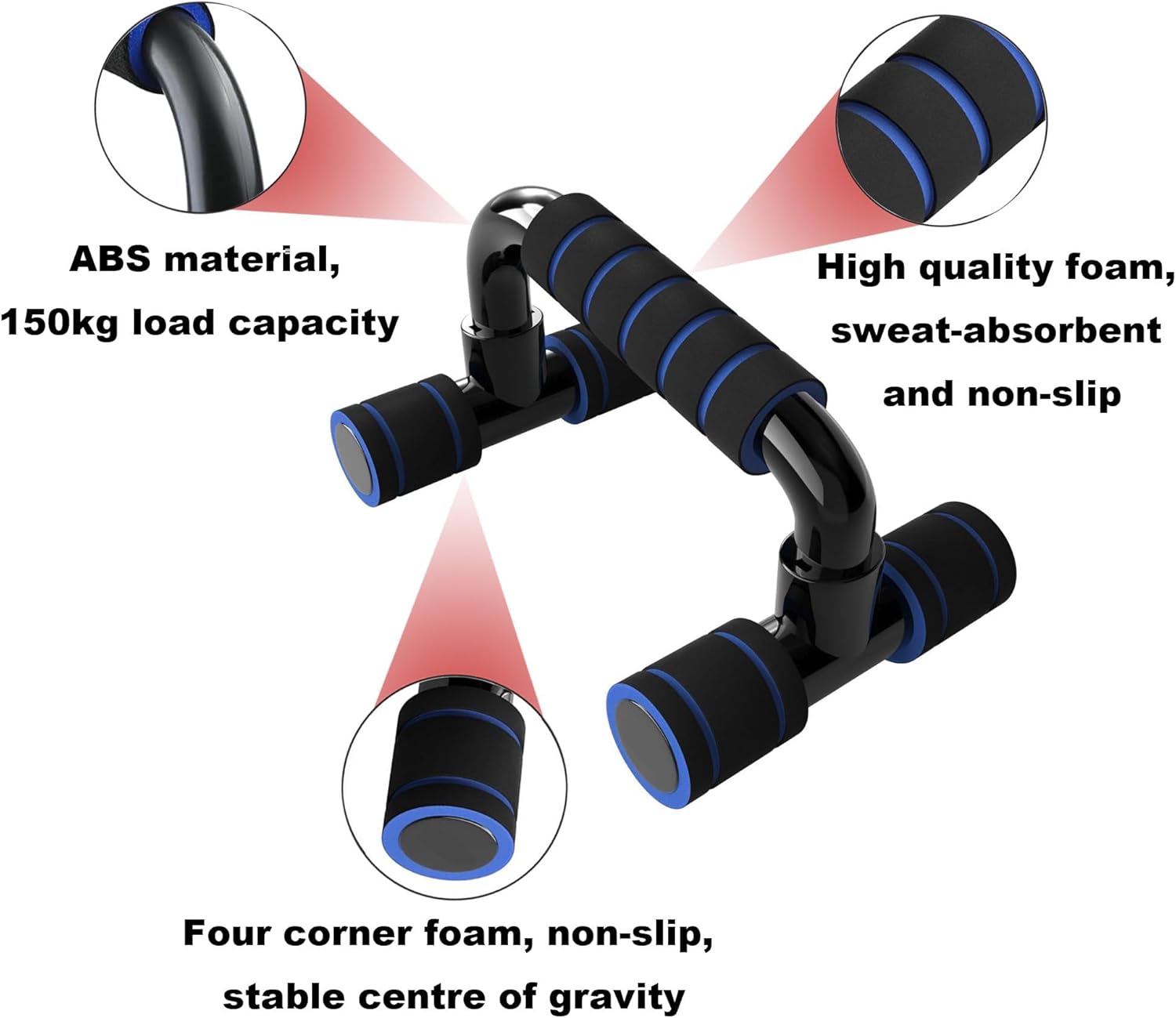 Thumbnail 1 de Push up bars with cushioned foam grip and non-slip base (1 pair) for men & women