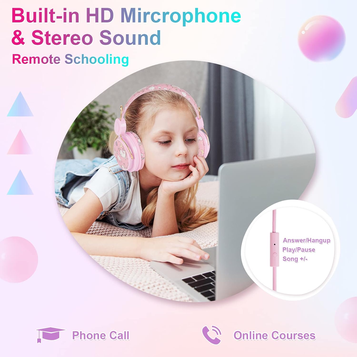 Detalle de JYPS Kids Headphones unicorn design