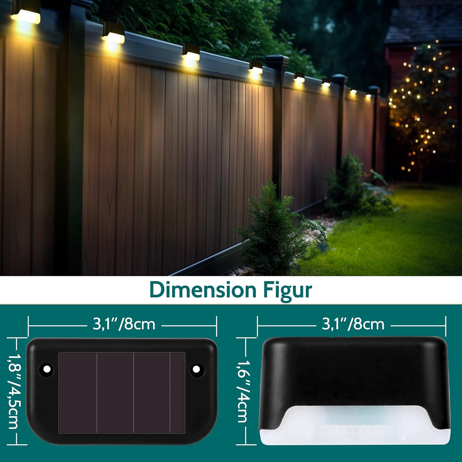 Thumbnail 3 de Solpex Solarleuchten für außen – 12er-Set Schwarz LED Garten-/Treppenlicht warmweiß, wasserdicht