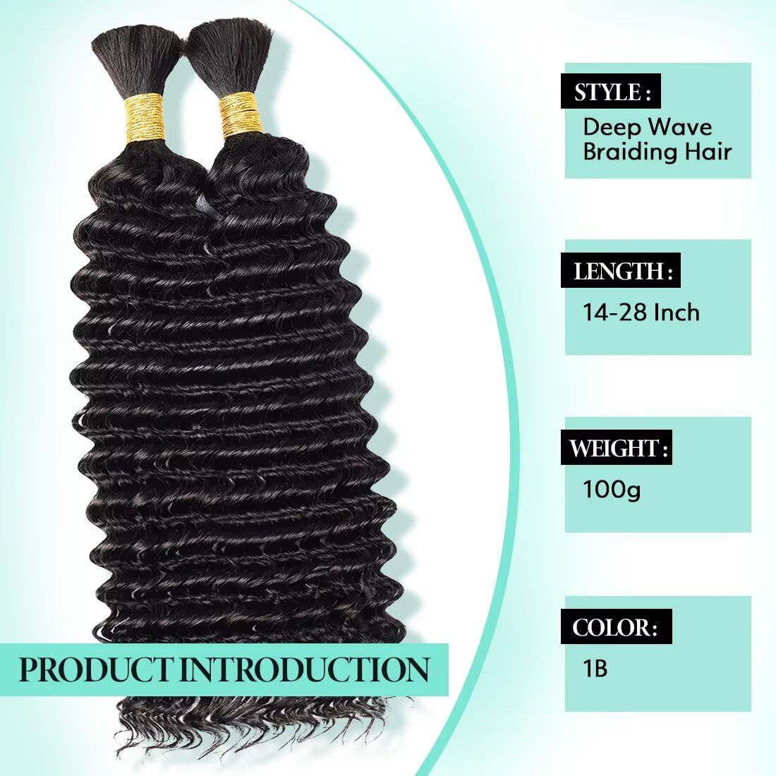 Detalle de Boho Hair for Braiding: 2 Bundles of 100g 16-Inch Curly Virgin Brazilian Remy Hair (Natural Black) for Knotless Boho Styles