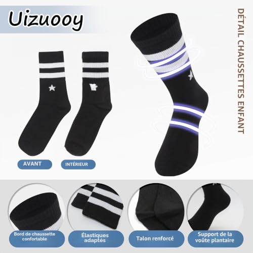 Detalle 2 de Uizuooy Chaussettes de sport pour enfants – 12 paires coton respirantes, unisexe (2888-39_42)