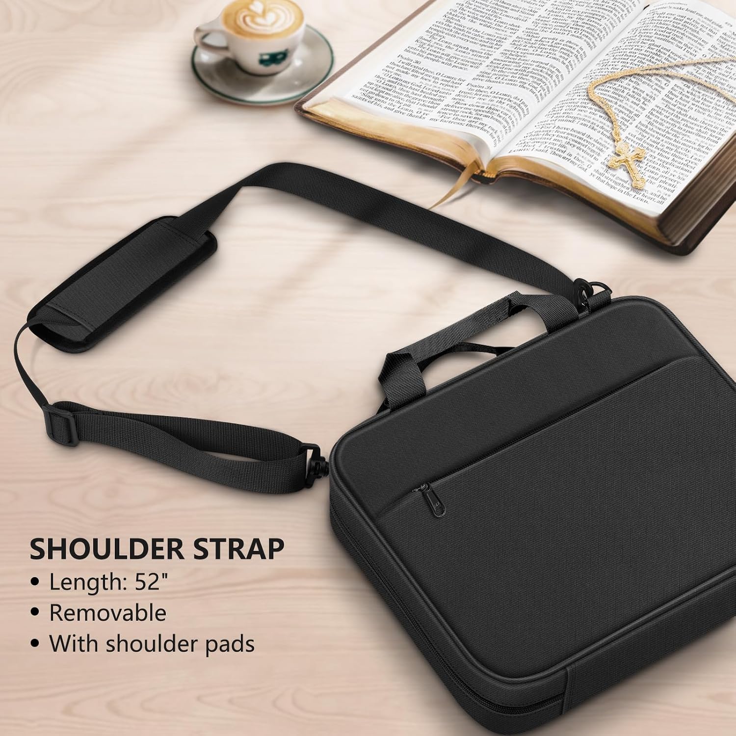 Thumbnail 6 de FINPAC Large Bible Cover with Shoulder Strap, Handle, and Water-Resistant Canvas