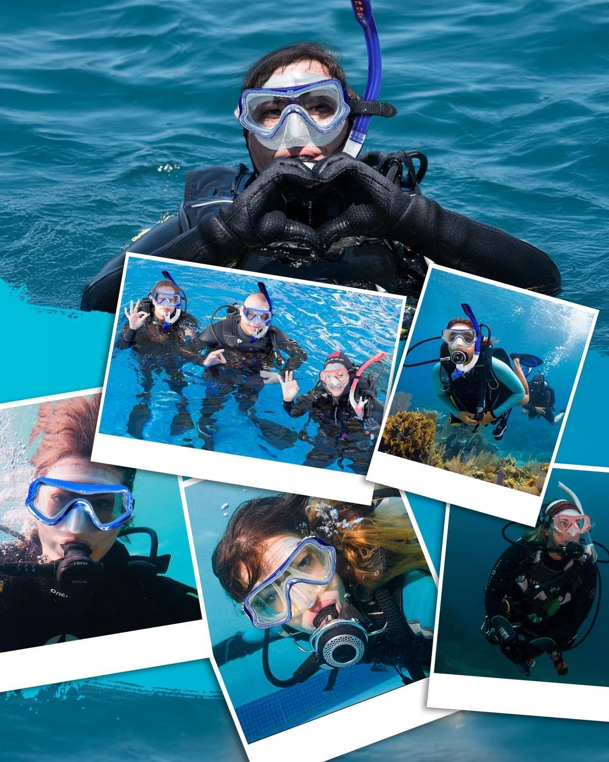 Thumbnail 5 de Lorrtta Snorkel Set for Adults: 180° Panoramic Mask with Dry Top Snorkel