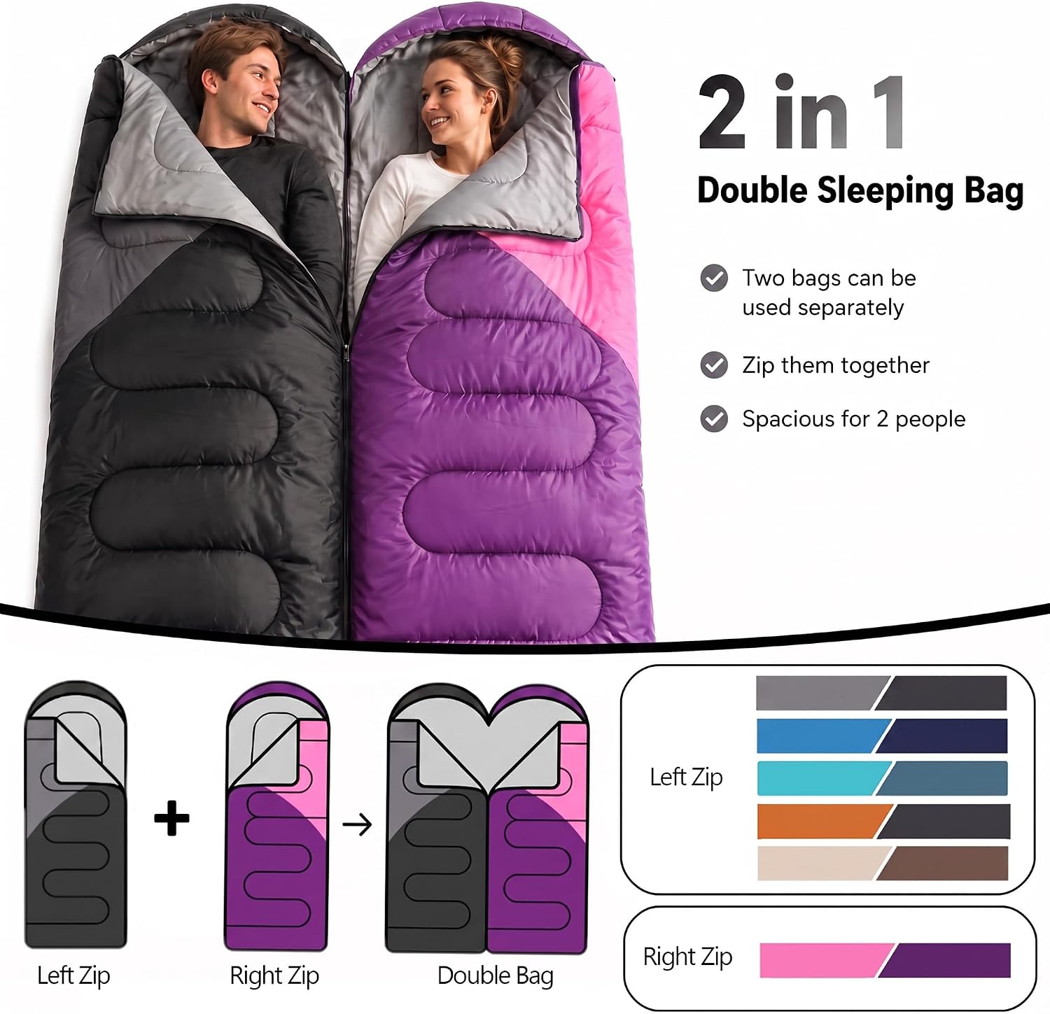 Thumbnail 1 de BORULL 3-Season Sleeping Bag, 3 lb, Compact Pack, 50–80°F Comfort Range