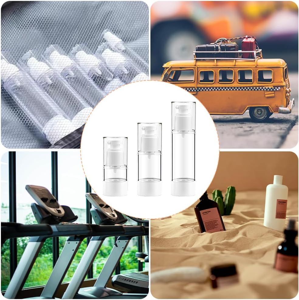 Thumbnail 6 de XUEYENST 3Pcs Transparent Airless Pump Bottles – Refillable Travel Cosmetic Containers (15ml, 30ml, 50ml)
