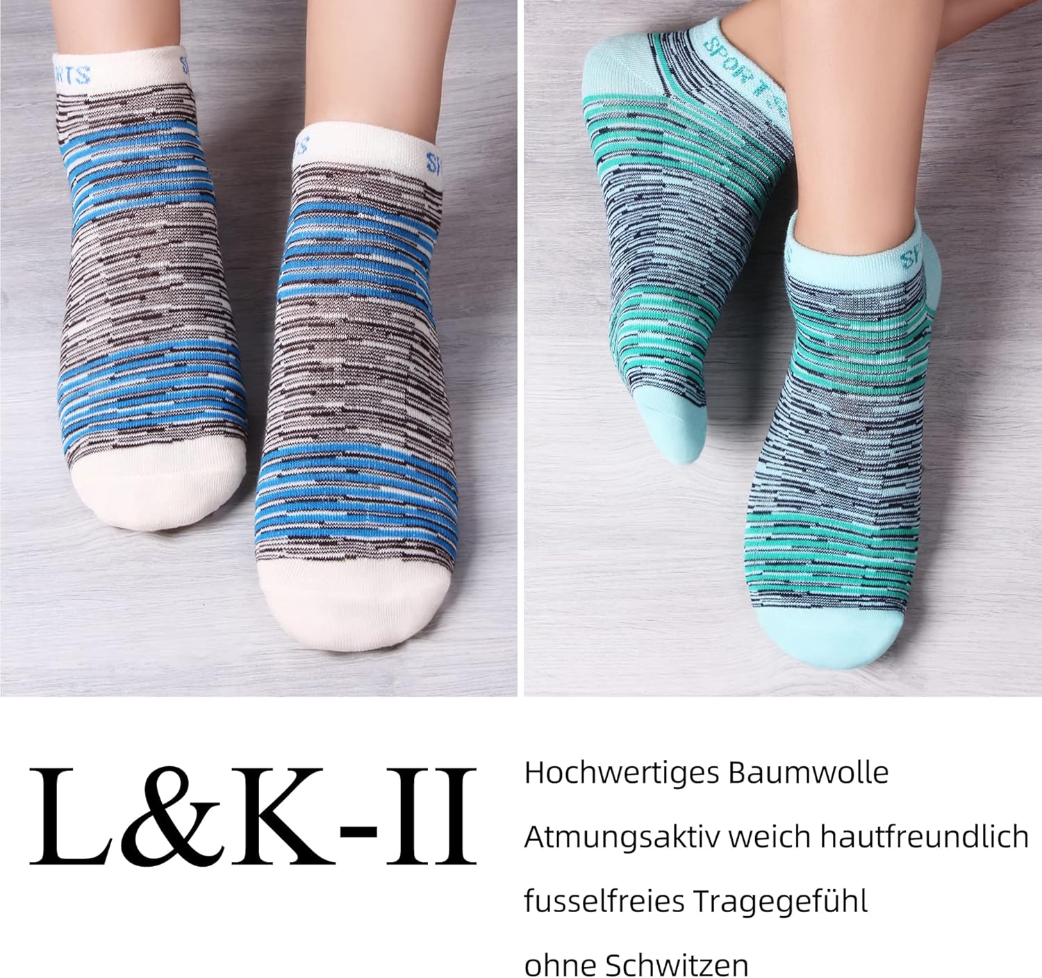 Thumbnail 5 de L&K-II Lot de 12 chaussettes basses femme multicolores en coton (Socquettes)
