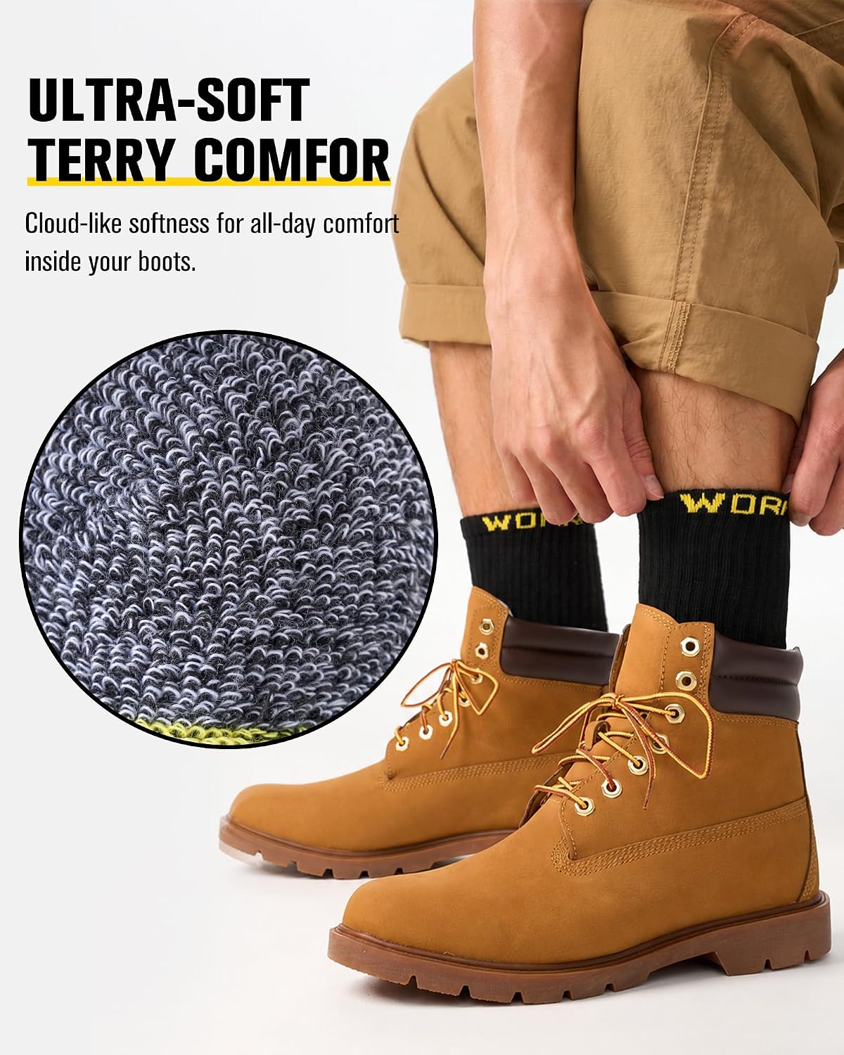 Detalle 2 de pandaplay Men's Work Socks, 10 Pairs
