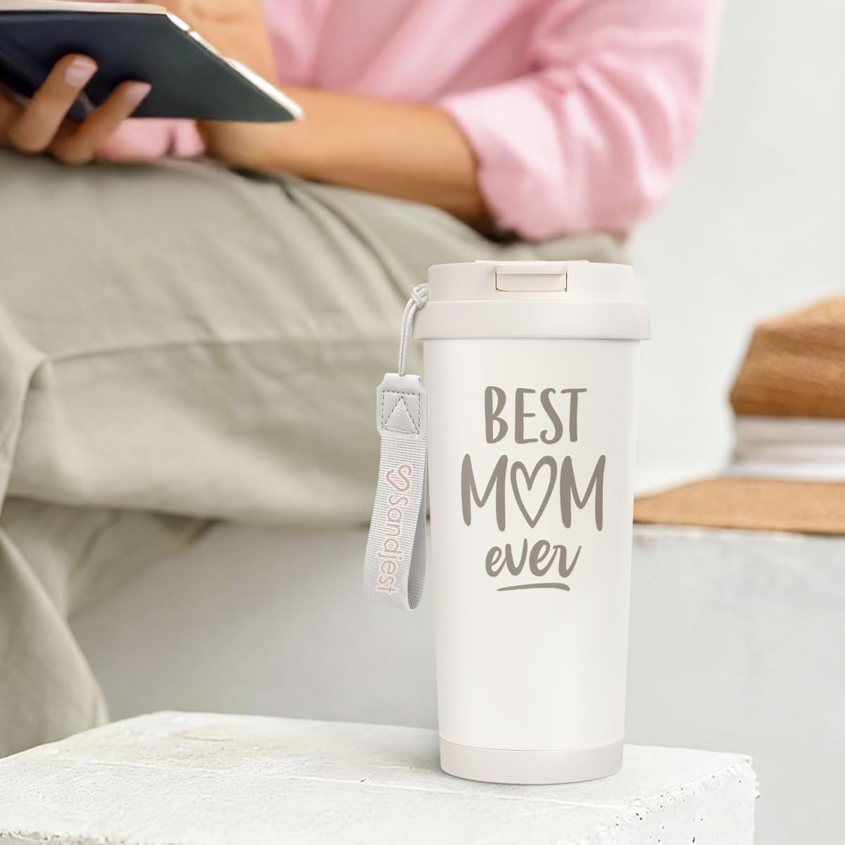 Thumbnail 6 de SANDJEST Best Mom Ever Tumbler: 18 oz Stainless Steel with 2-in-1 Lid