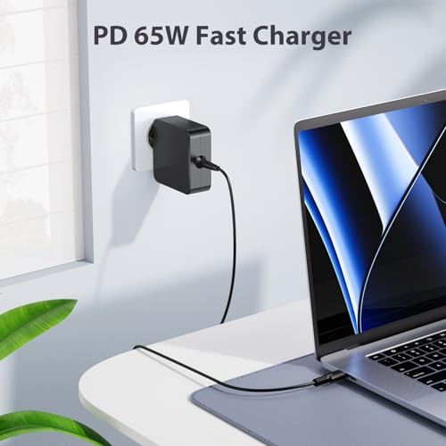 Detalle de Cargador Portátil USB-C 65W YSSTKFD: carga rápida para MacBook, Galaxy, Huawei y más