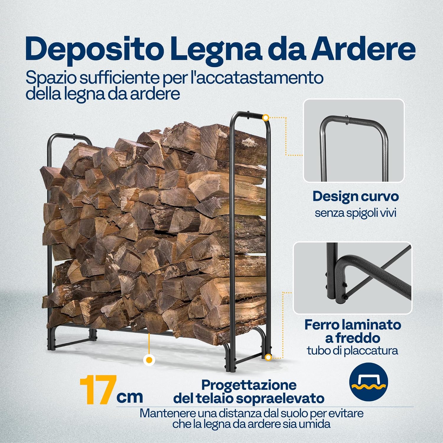 Detalle de VIVOHOME Portalegna da esterno 122×35×122 cm in metallo 🌲