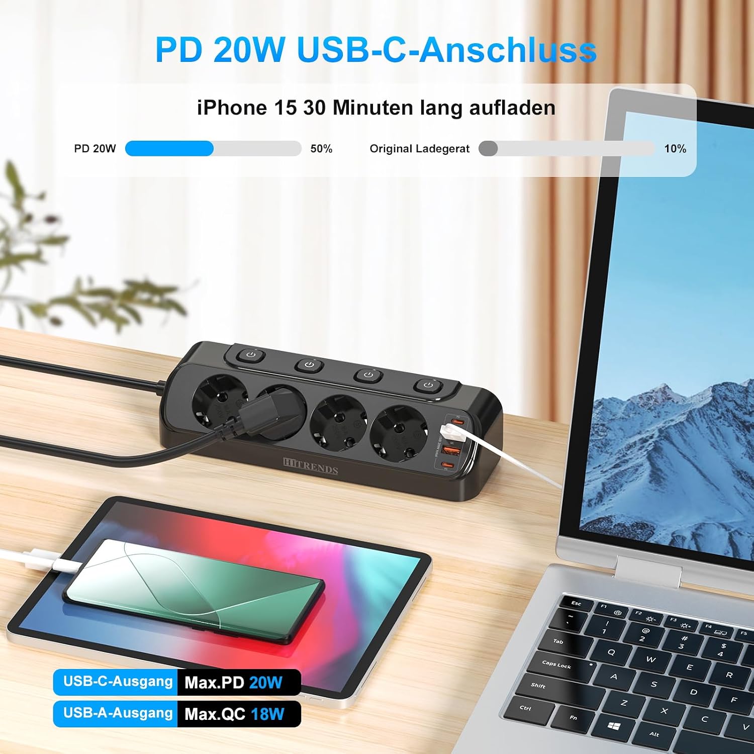 Thumbnail 4 de Ecksteckdose 8‑in‑1 mit 2 USB und 2 Type‑C 🔌