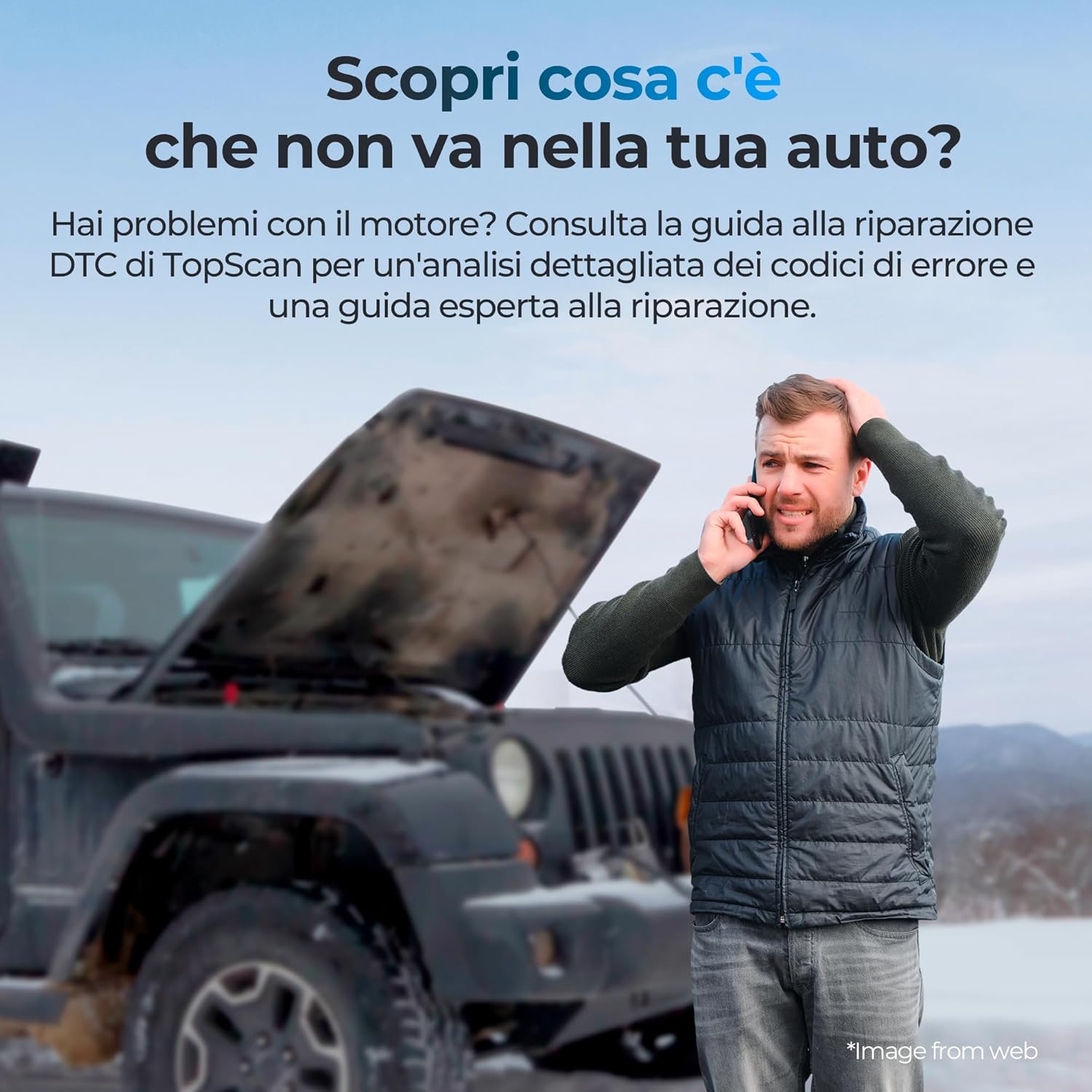 Thumbnail 1 de TOPDON Topscan OBD diagnosi auto Bluetooth wireless per iPhone e Android (OBDII, lettura e cancellazione codici)