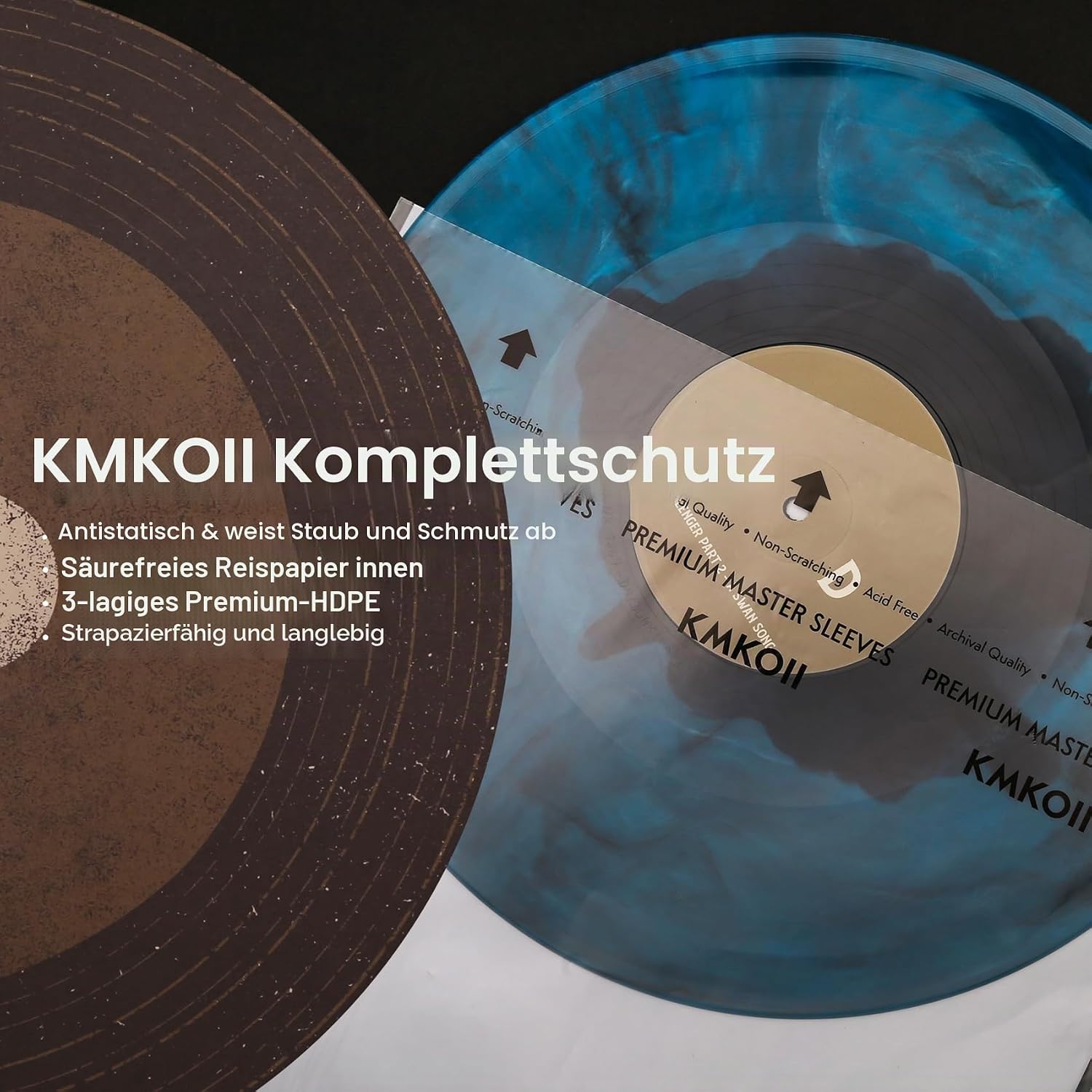 Thumbnail 2 de KMKOII 12 Zoll Premium Antistatisch Innenhüllen – Drei-Lagen HDPE + Reispapier, Archivqualität