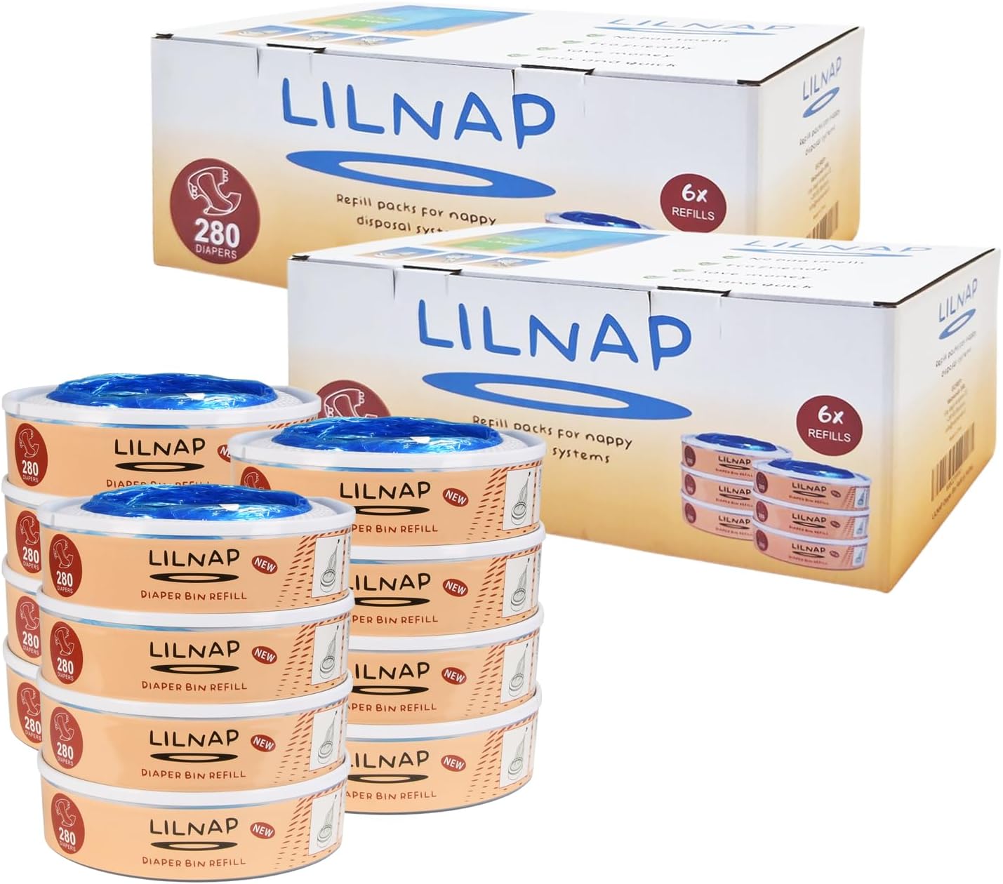 Thumbnail 6 de LILNAP 6 Nachfüllkassetten (runde Kassetten) für Angelcare Windeleimer & Litter Locker II – Neues Design