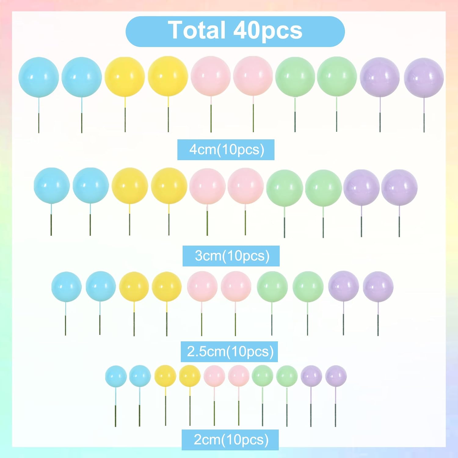 Thumbnail 1 de RIBBOOO 40 pcs pastel foam cake toppers 🍰