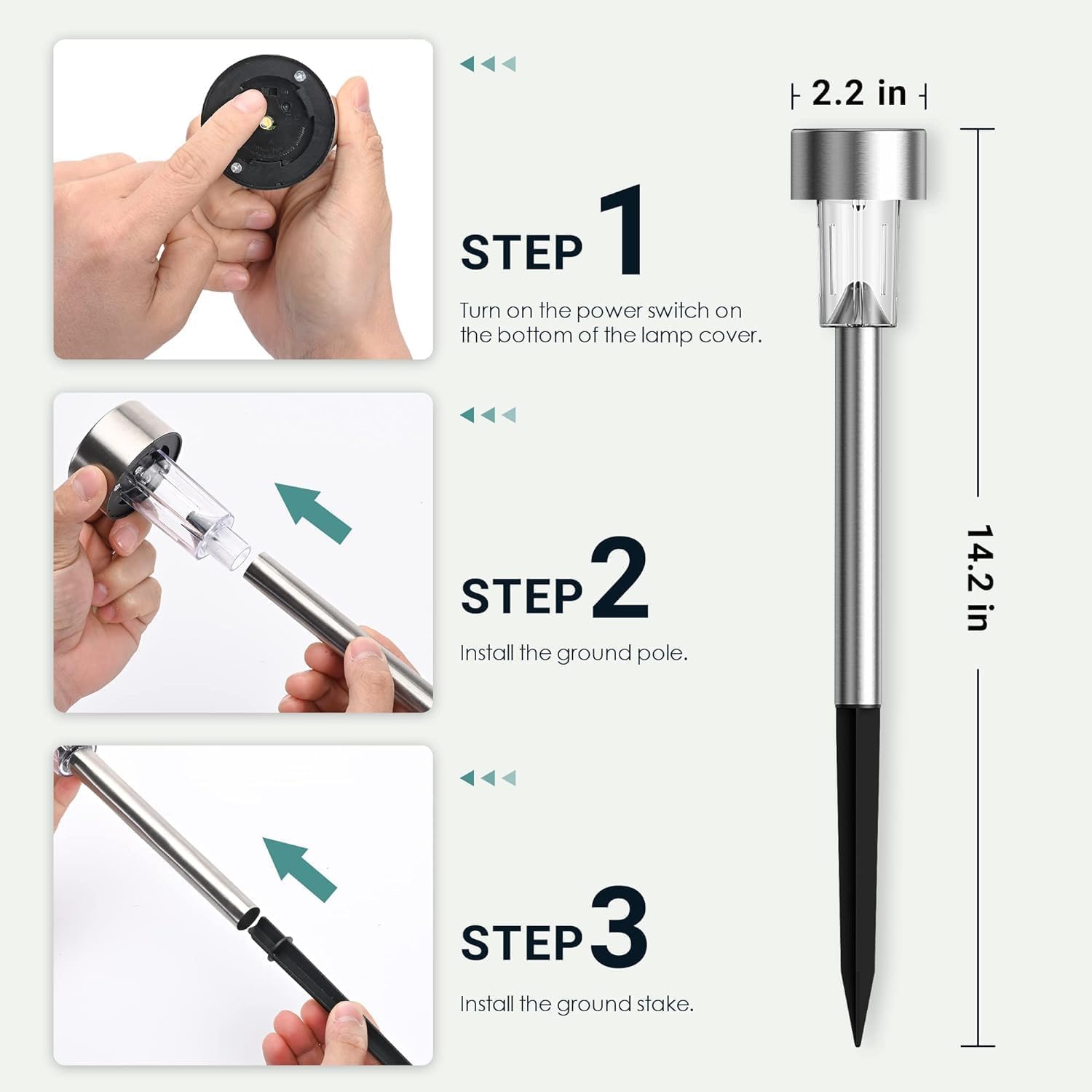 Thumbnail 5 de GIGALUMI Solarlampen für außen – 12er-Set Solar-Gartenleuchten warmweiß (3500K) mit IP44