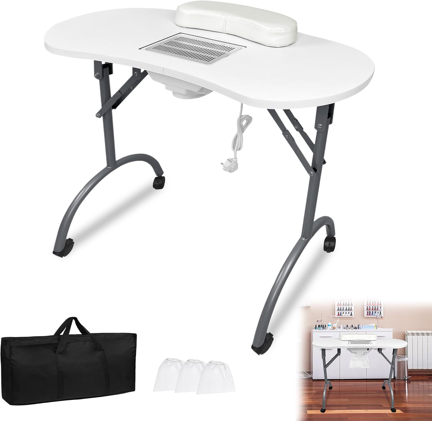 YRHome table de manucure pliable 98 x 44 x 77