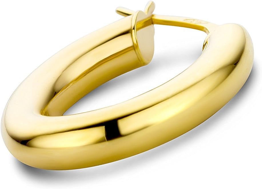 Detalle de Boucles d'oreilles créoles en or jaune 14k/585 - diamètre 22 mm, largeur 3,8 mm, brillantes