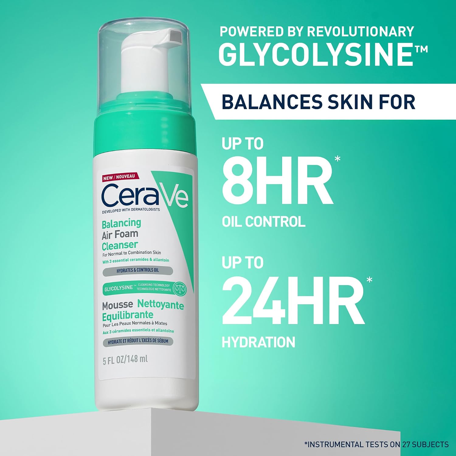 Detalle de CeraVe Balancing Air Foam Cleanser with Glycolysine Cleansing Technology, 148ml