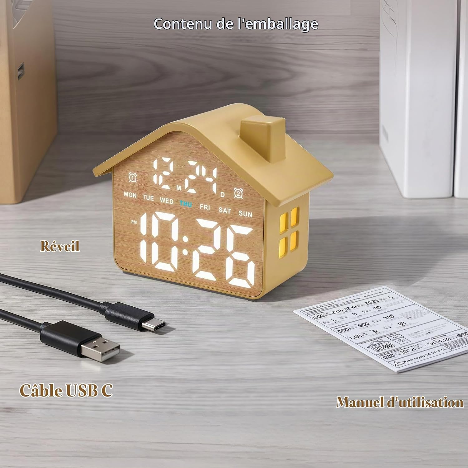 Thumbnail 6 de Plumeet VLEU-8053-WD digitale wekker met dubbele alarmen en dimbaar display