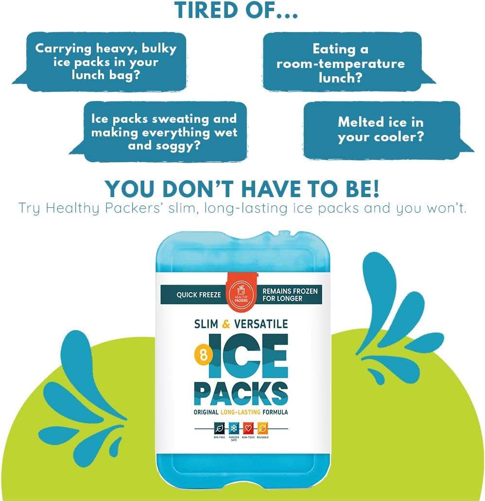 Thumbnail 2 de Healthy Packers Slim Reusable Ice Packs (Set of 8) for Lunch Boxes & Coolers