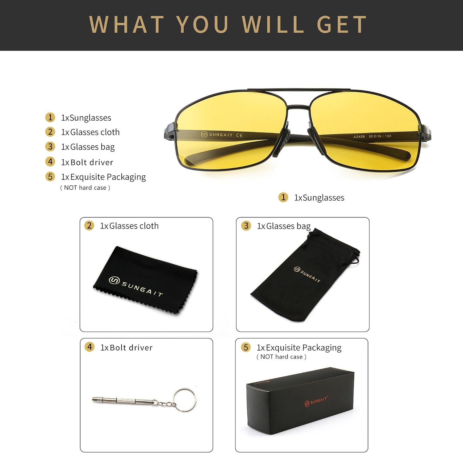 Thumbnail 6 de SUNGAIT Lightweight Rectangular Polarised Sunglasses UV400