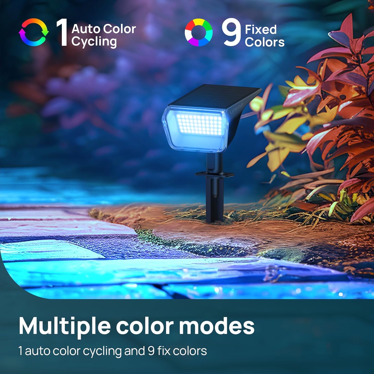 Thumbnail 1 de Linkind Linkind Solar Garden Lights Outdoor (RGBW) – 6 Pack, IP67 Dusk to Dawn with Winter Mode