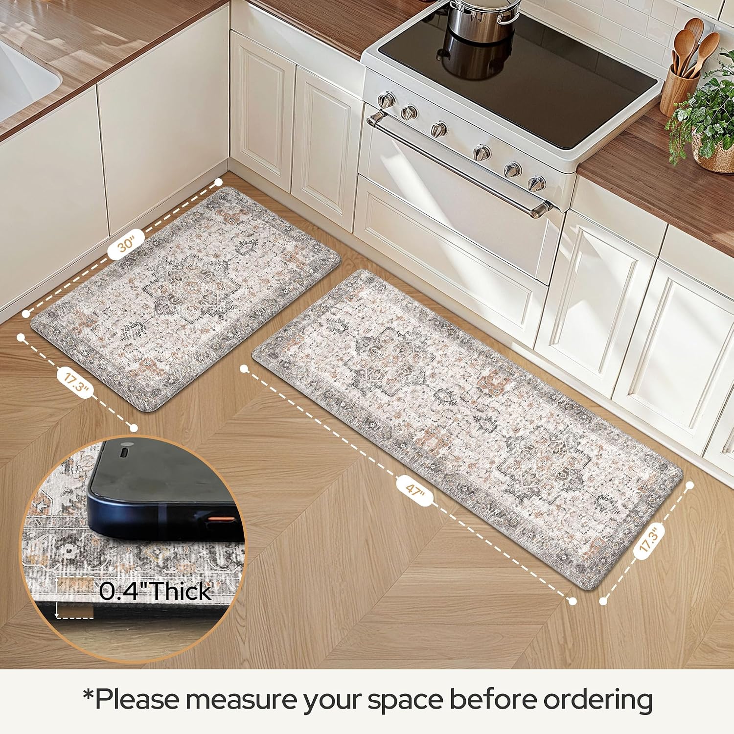 Detalle 2 de GENIMO Kitchen Mats 17.3x47 17.3x30 Anti Fatigue