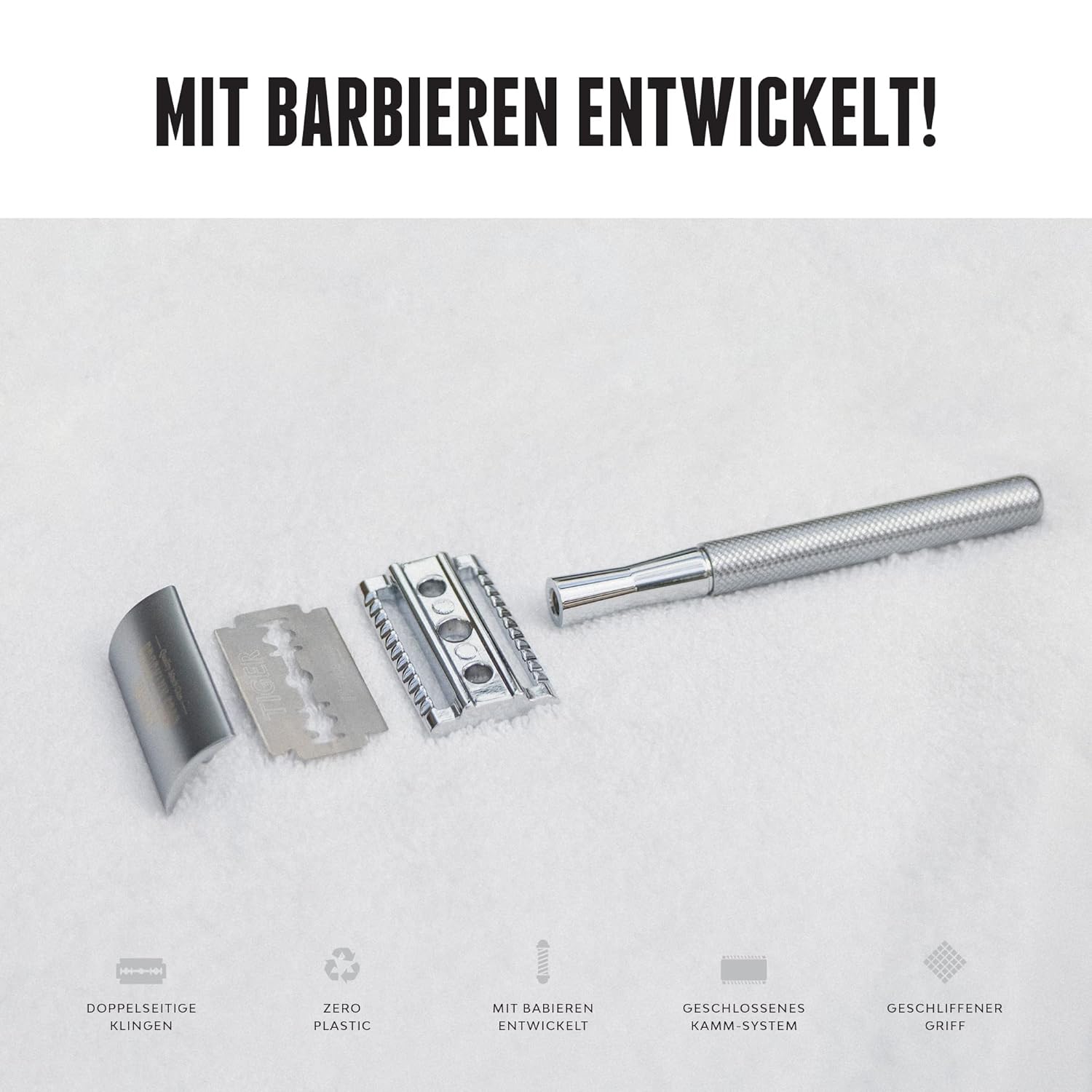 Thumbnail 5 de Brooklyn Soap Company Rasierhobel aus verchromtem Metall – präzise Nassrasur für Bart und Konturen