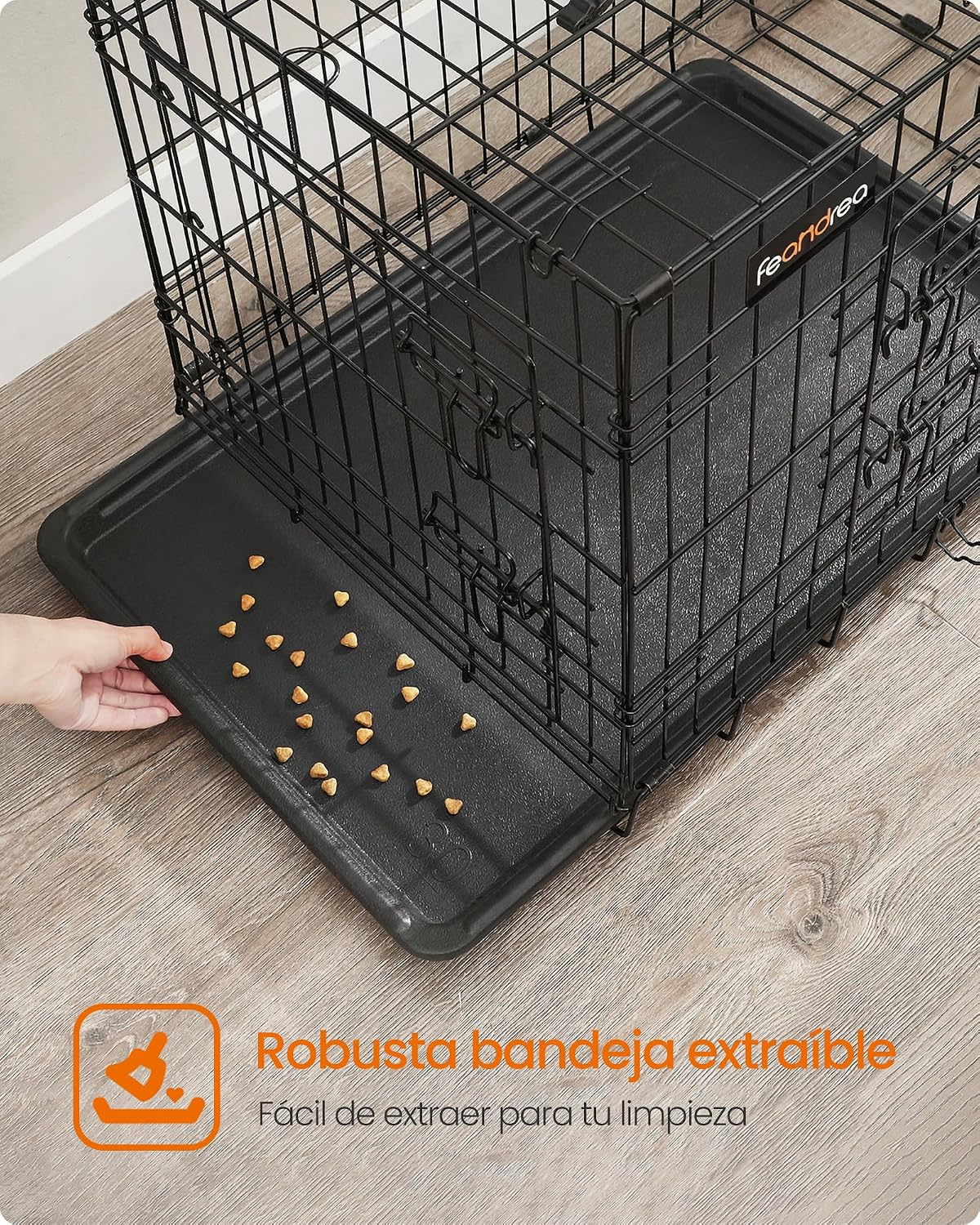 Detalle 2 de Feandrea Jaula para perros plegable XXL con 2 puertas y bandeja extraíble (PPD48H)