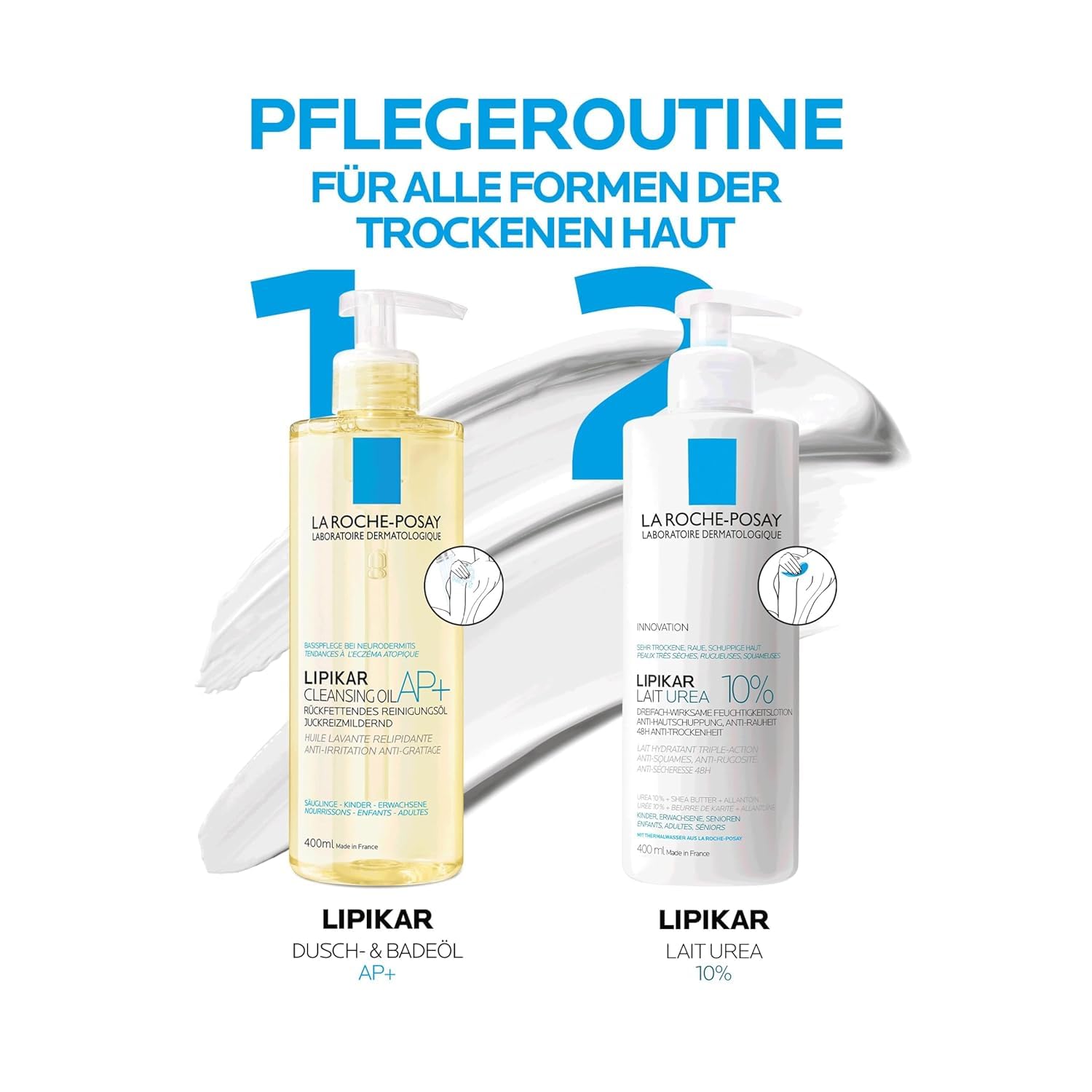 Detalle 2 de La Roche Posay Lipikar Lait Urea 10% – Feuchtigkeitsspendende Körperlotion für sehr trockene Haut (400 ml)