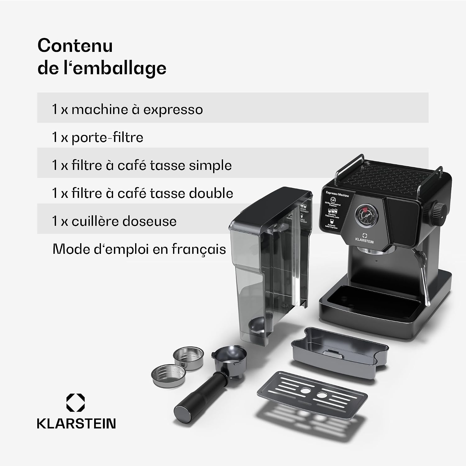 Detalle 2 de Klarstein Libeica TK57-LibeicaBlack espressomachine met 19 bar en stoompijpje