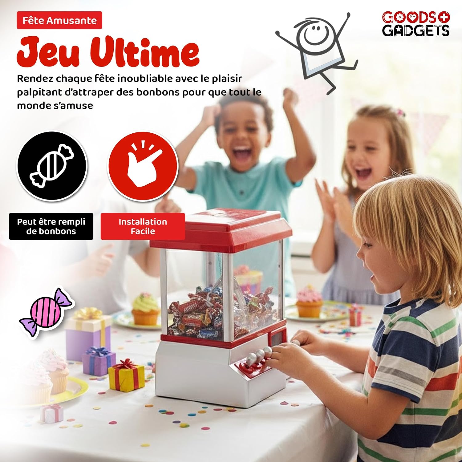 Detalle de GOODS+GADGETS 19873592 Candy Grabber-snoepgrijpmachine, rood