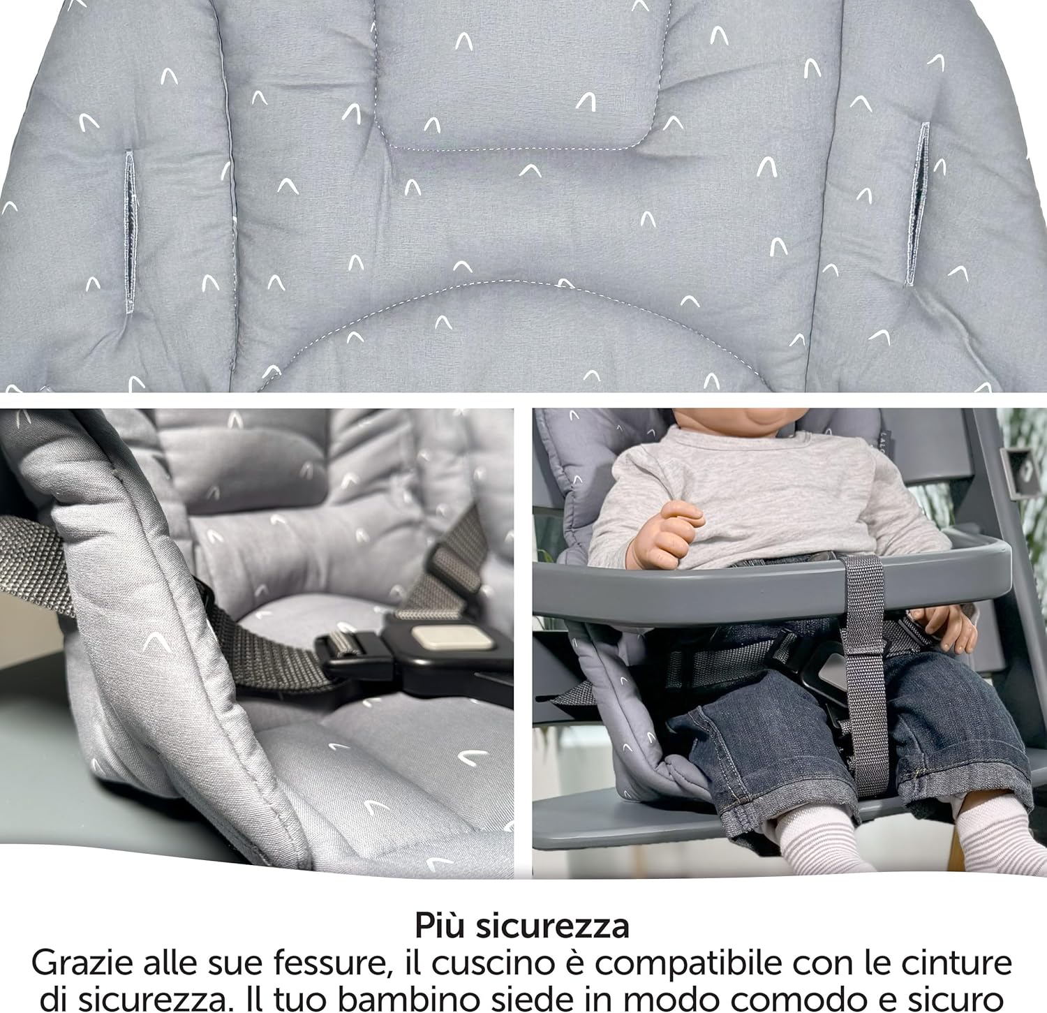 Thumbnail 3 de LaLoona cuscino riduttore per seggiolone Safety 1st/Bebeconfort Timba, morbido e lavabile in lavatrice (grigio) — OEKO-TEX Standard 100