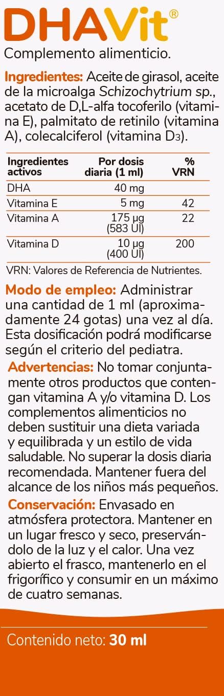 Detalle 2 de Ordesa DHAVit | 30 ml | Vitamina y DHA para Huesos infantiles 🦴