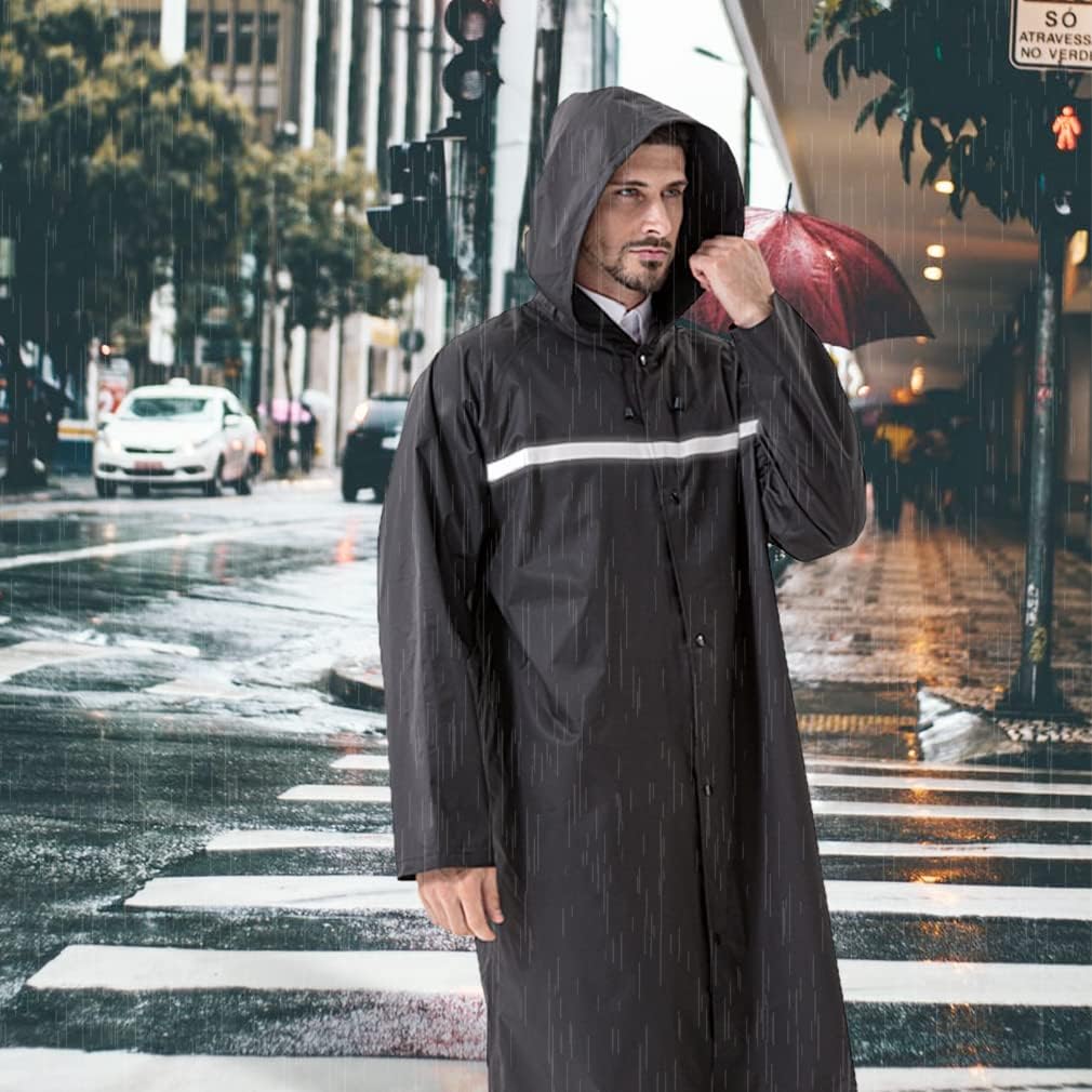 Thumbnail 1 de Pahajim Waterproof Adult Long Raincoat Poncho with Reflective Tape, Adjustable Hood (XL–4XL)