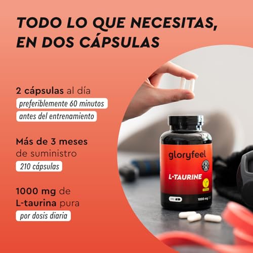 Detalle 2 de L-Taurina Pura 1000mg - Energía Vegana 💪 210 Cápsulas