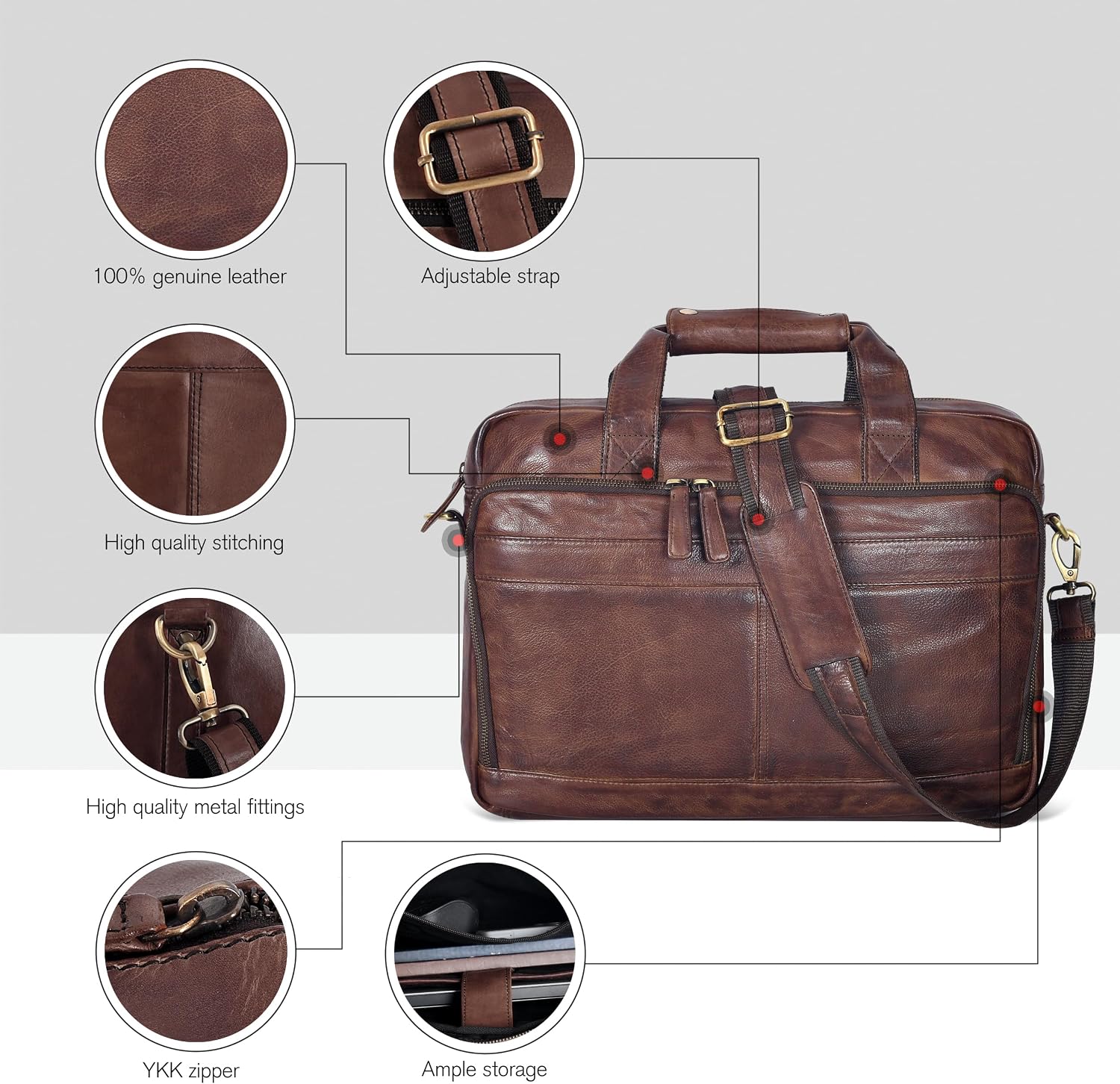 Thumbnail 5 de Oak Leathers Messenger Bag for Men and Women – Handcrafted Laptop Briefcase