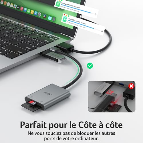 Detalle de Acer Lecteur de Carte SD USB 3.0 avec câble 170MB/s en Aluminium UHS-I