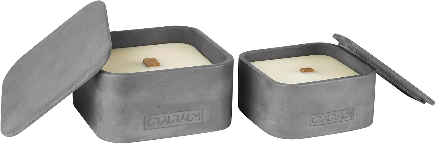 Detalle de GRAURAUM Outdoor-Feuer mit Dauerdocht – Handgefertigtes Tischfeuer für draußen, 13 × 13 × 6,5 cm