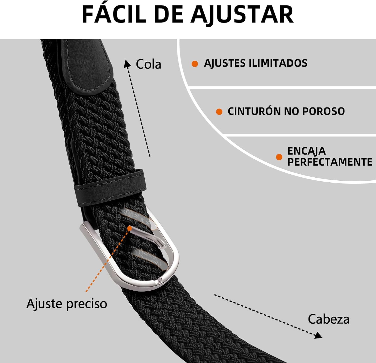 Detalle de TANGCHAO Cinturón trenzado elástico para jeans