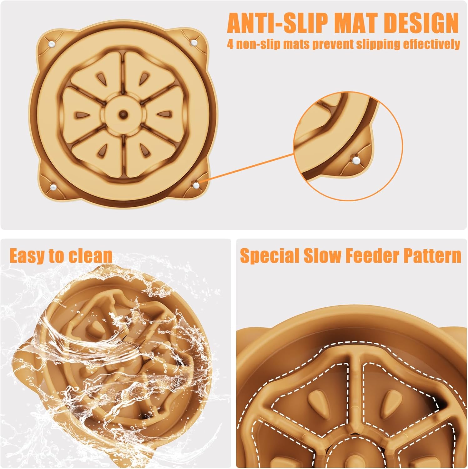 Detalle de Slow Feeder Dog Bowl Large, 27cm – Anti-Choking Puzzle Dish for Healthier Eating