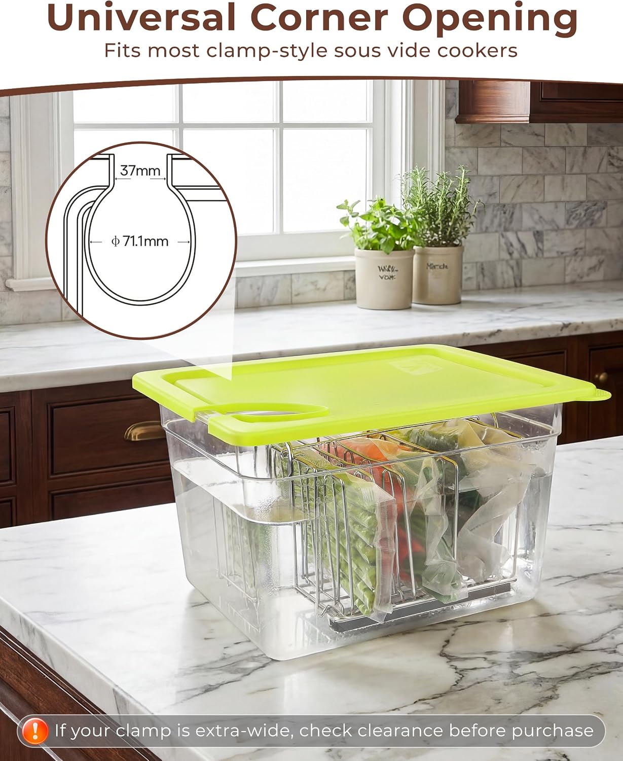 Thumbnail 3 de EVERIE Sous Vide Container 12 Quart Universal Lid and Rack 🥘