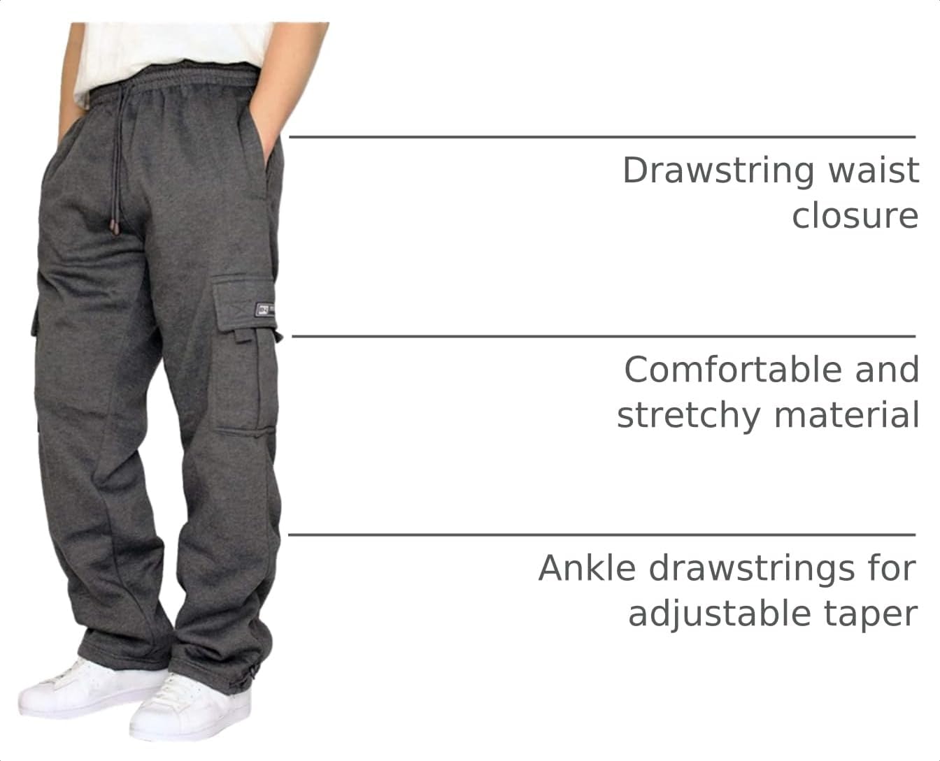 Detalle 2 de Lasjixion Men's Cargo Sweatpants, Fleece