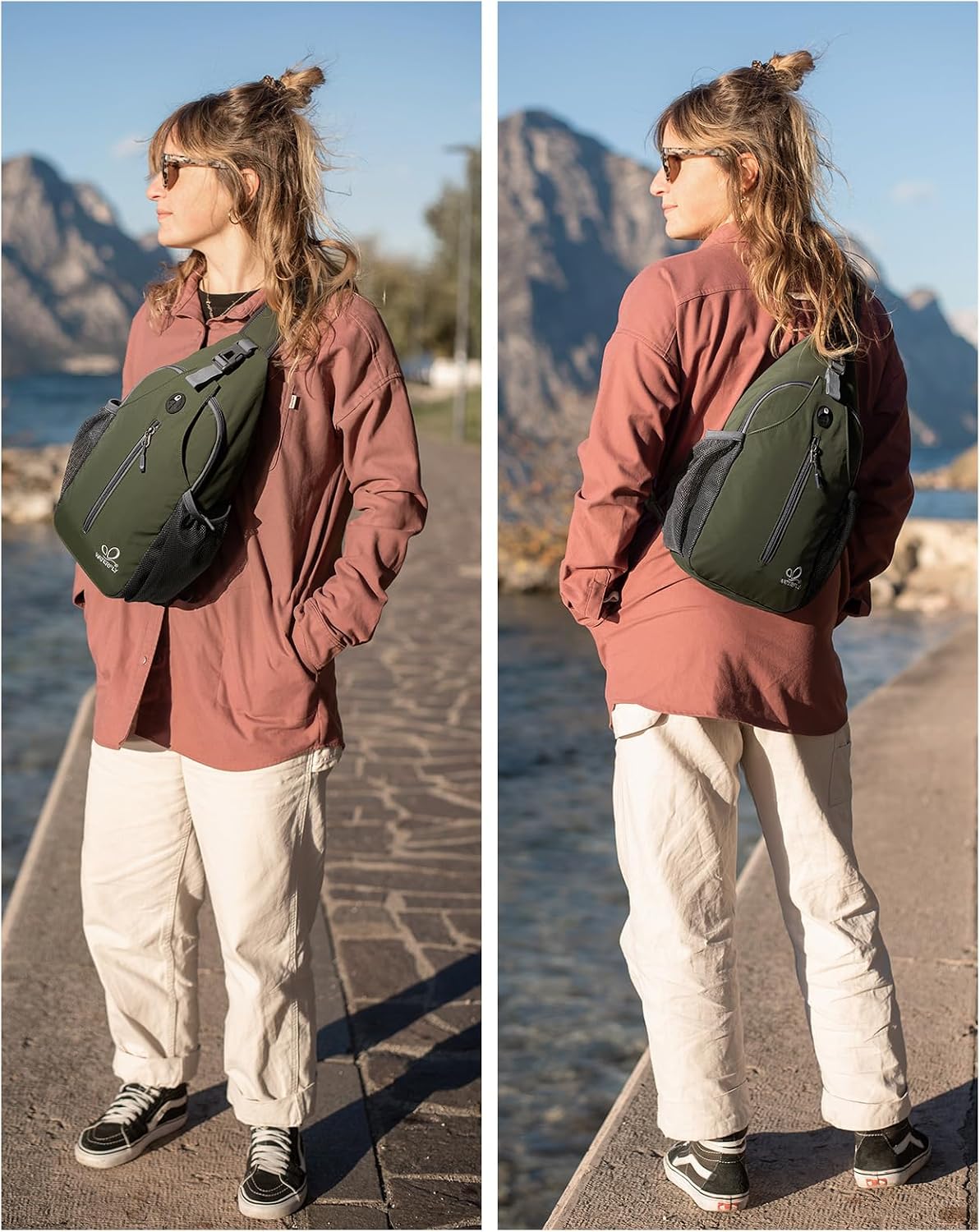 Detalle de WATERFLY Crossbody Sling Backpack: Compact, Versatile Daypack for Travel and Hiking