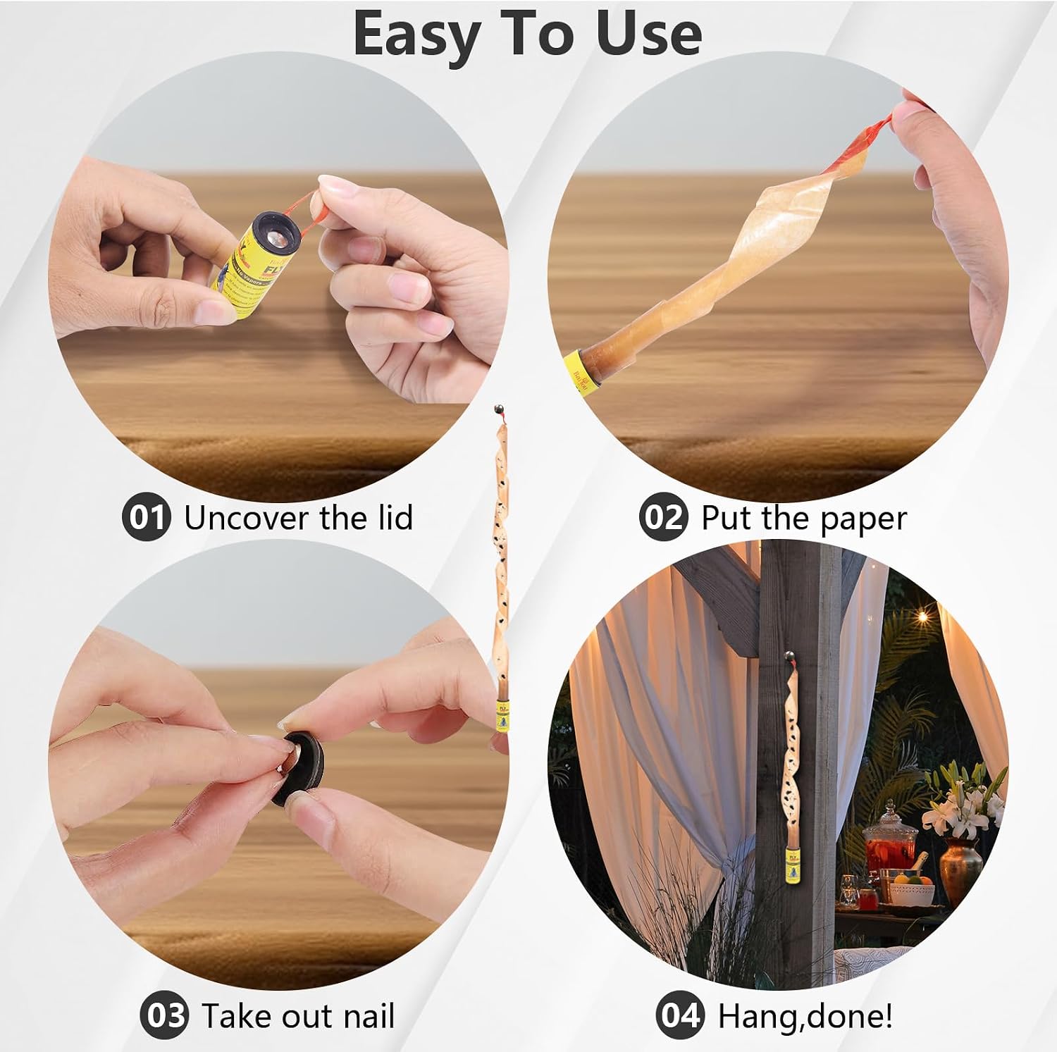 Detalle 2 de WD&CD 33-Piece Fly Paper Strips, Yellow Sticky Ribbons for Indoor and Outdoor Use