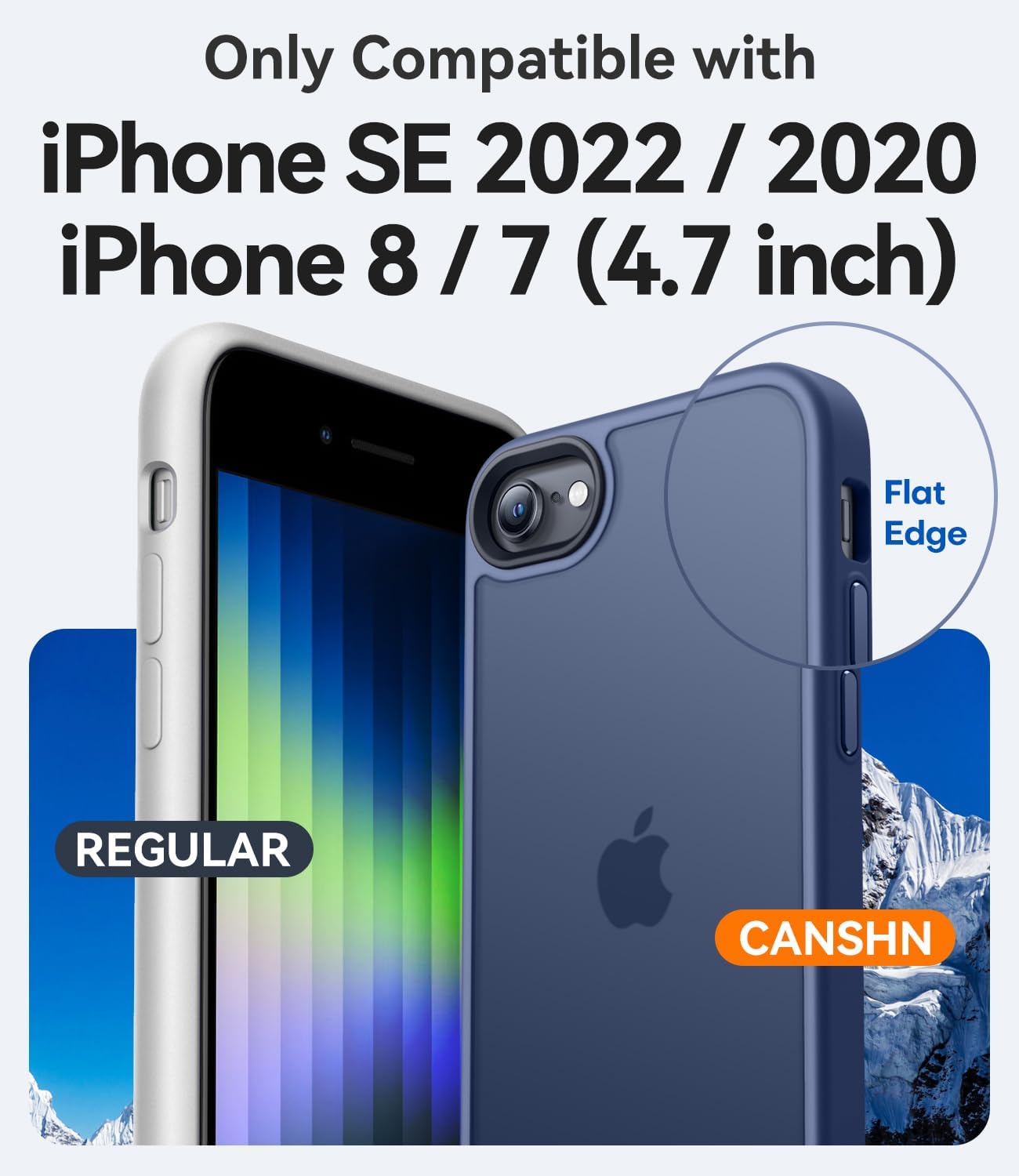 Thumbnail 1 de CANSHN Funda Mate Antihuellas para iPhone SE 3/2 y 7/8 💙