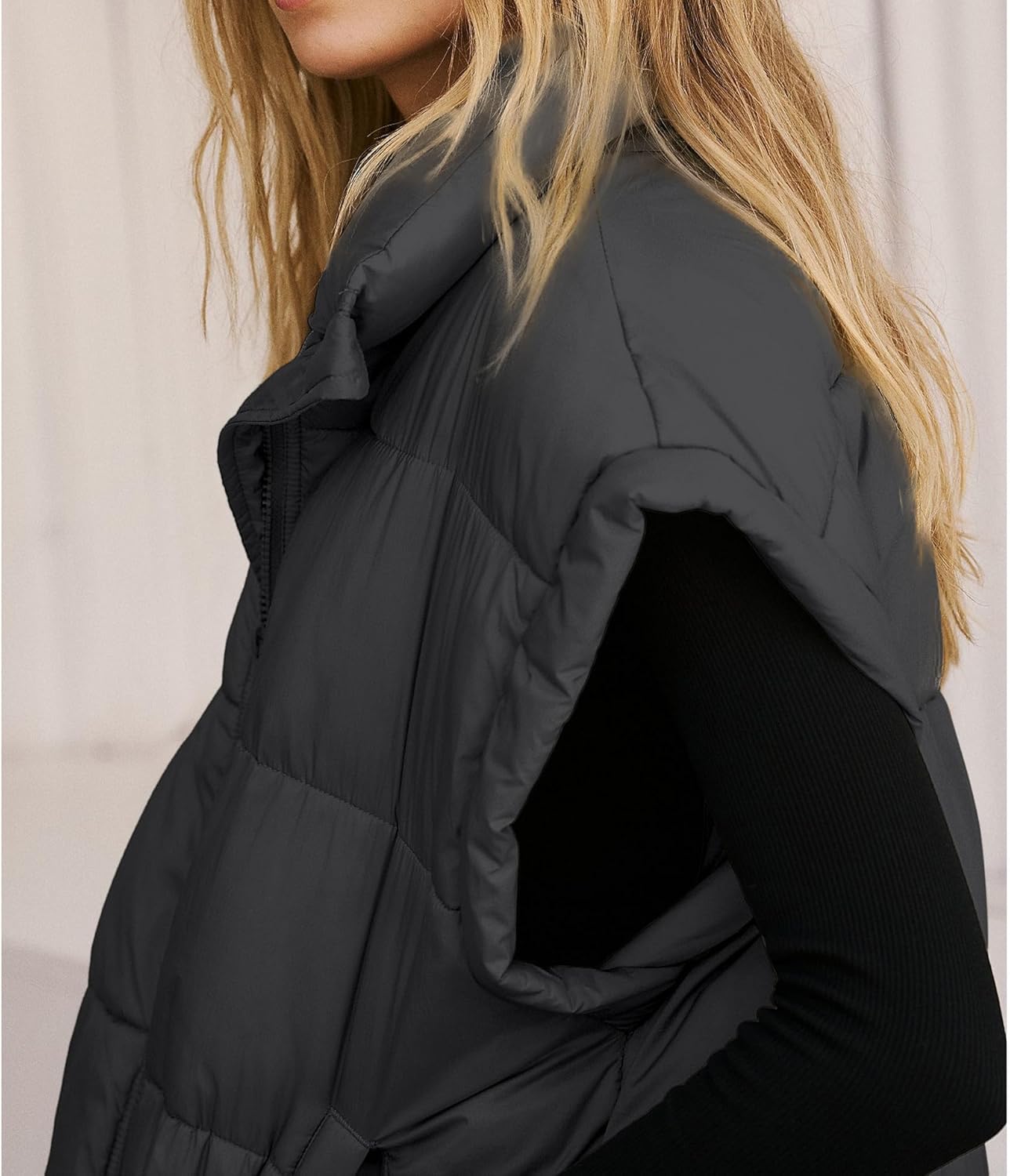 Detalle 2 de Songling Oversized Puffer Vest Stand Collar