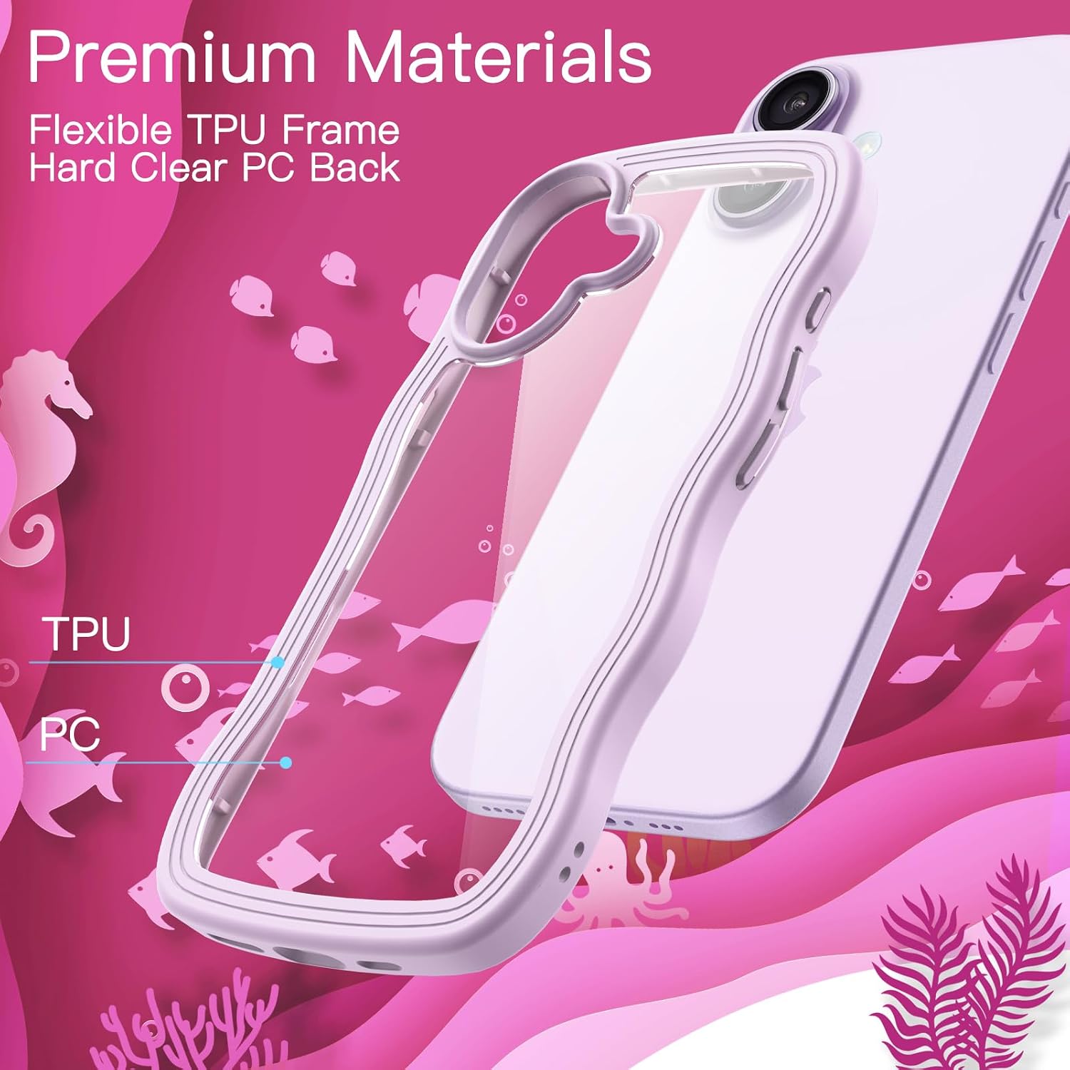 Detalle 2 de JETech Wavy Case for iPhone 17 6.3-inch clear shockproof phone cover
